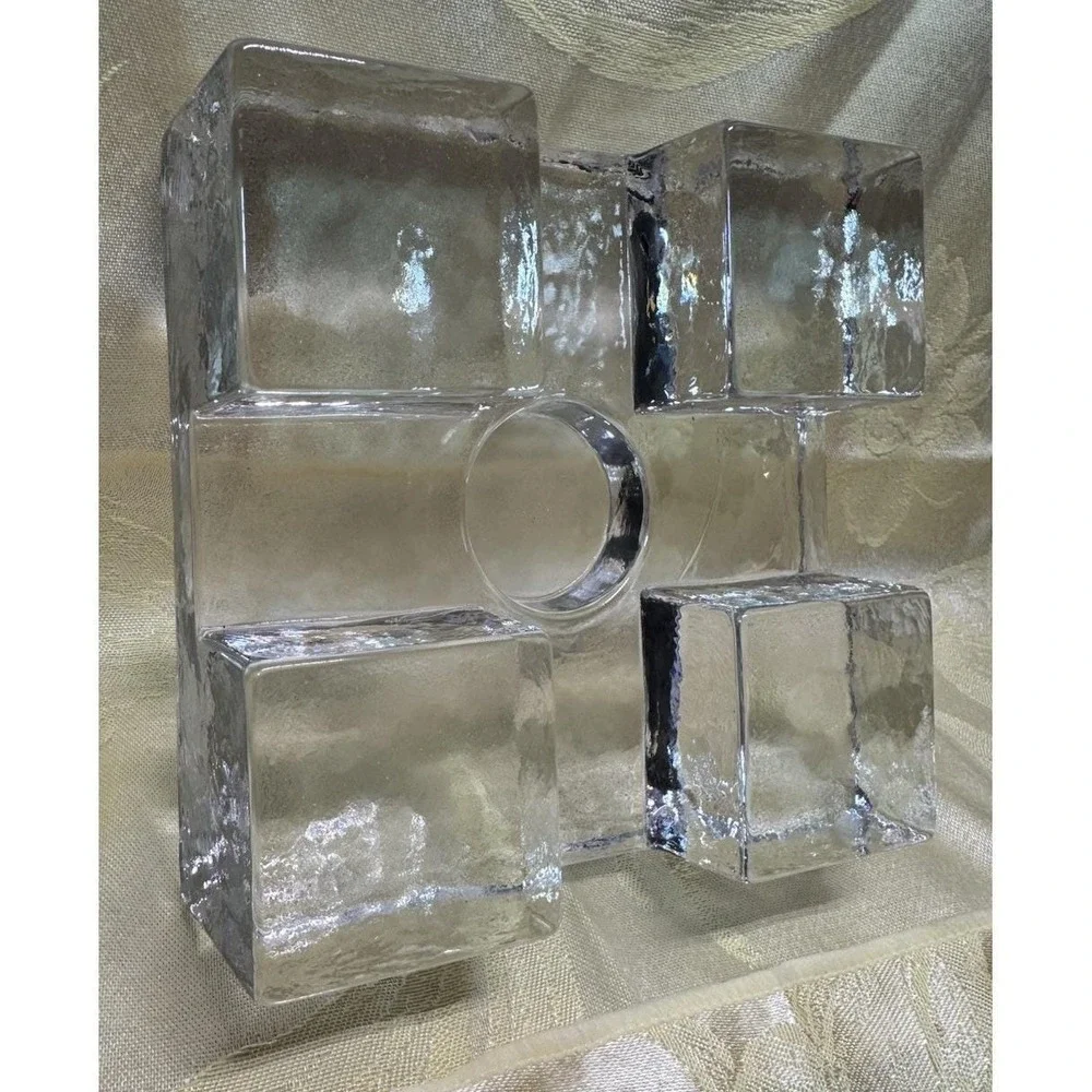 Crate and Barrel Heavy Glass Warming Stand Candle Holder EUC Scandinavian Design